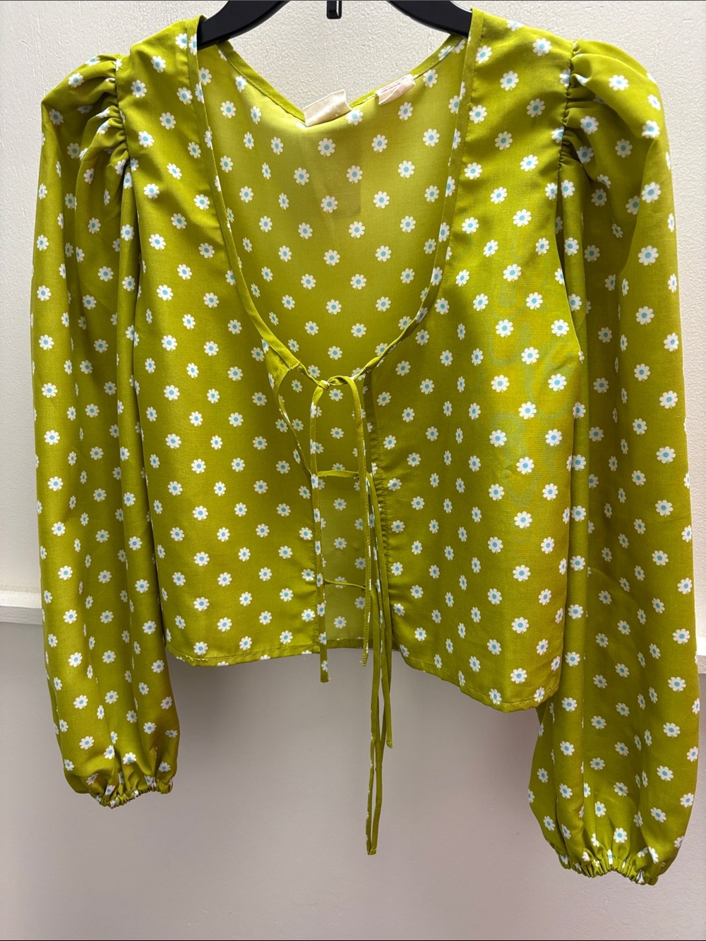 Levi's Lime Green Daisy Tie-Front Long Sleeve Top